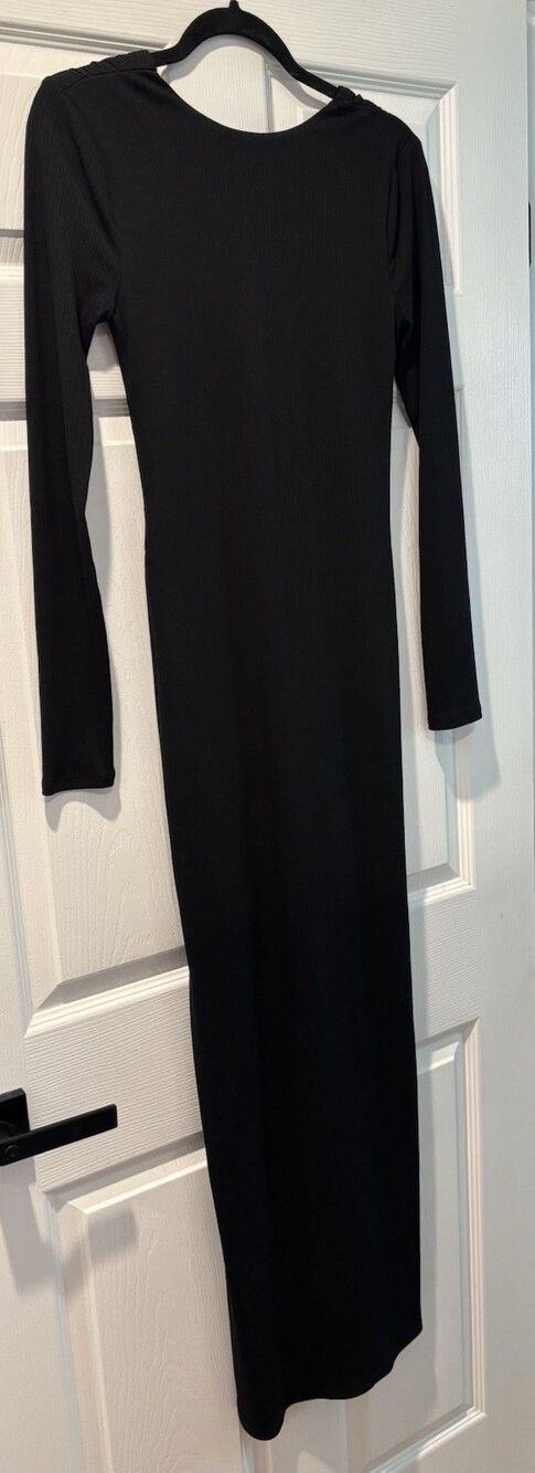 Women’s House Of Harlow Long Black Dress Sz Small Stretch Low Back Goth Witchy